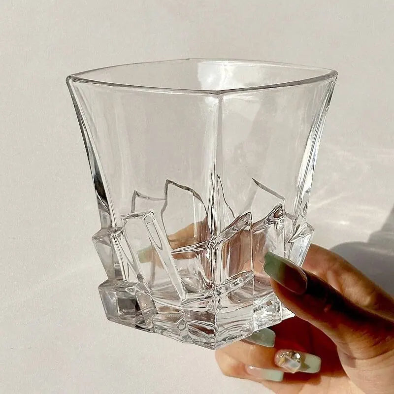 Dlight Decor 310ml Square Glass with Ice Cube Base