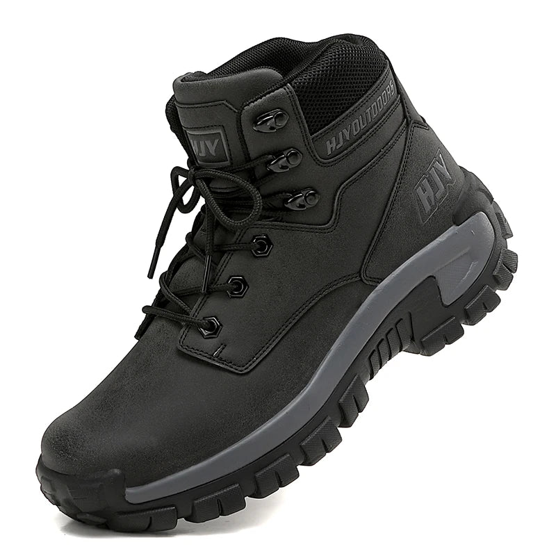 High-Top Leather Men's Boots Breathable Desert Combat Boots Outdoor Non-slip Hiking Boots Men Motorcycle Boots Work Ankle Boots