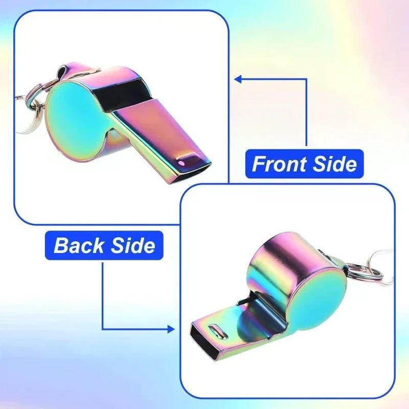 1Pcs Colorful Sports Whistle Stainless Steel Whistle With Lanyard Loud Crisp Sound Whistle For Referee Official