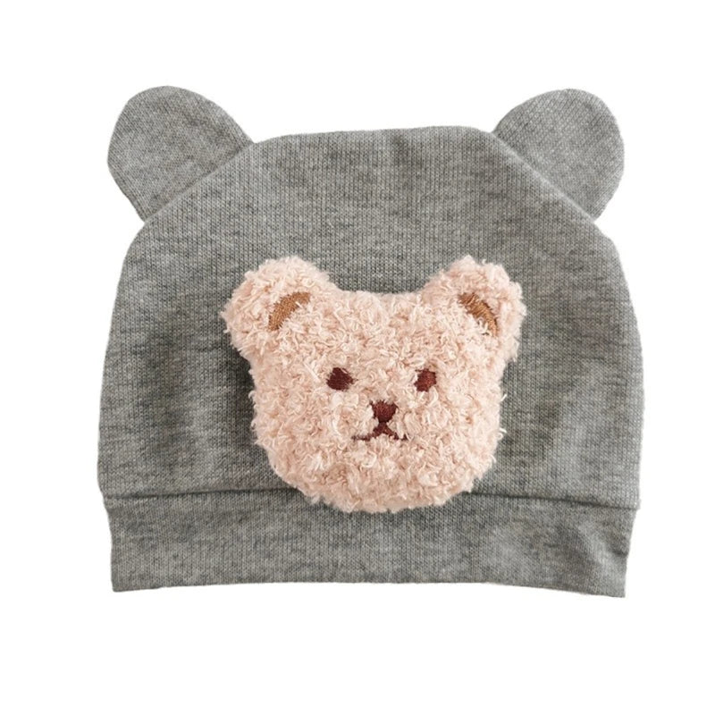 Infant Beanies Caps Baby Hat Cartoon Bear Boneless Muslin Hat Newborn Headwear Windproof Spring Hat 0-3M Baby Hats Dropshipping