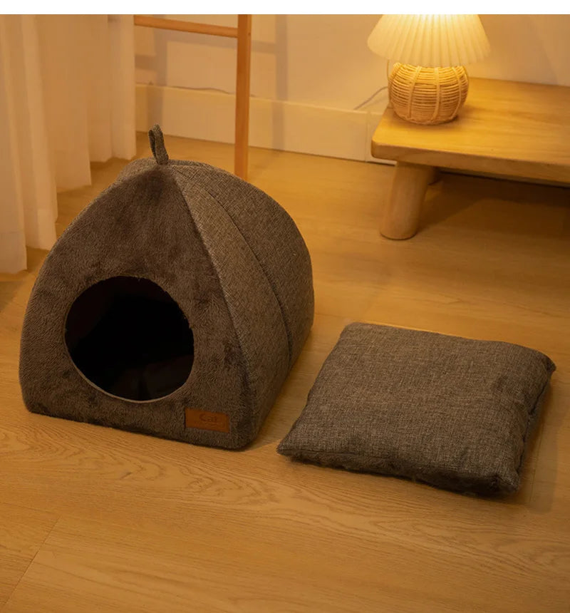 Winter Warm Cat Bed Comfortable Foldable Cat's House Plush Pet Soft Bed Sofa for Small Medium Dogs Cats Puppy Sleep Cushion Nest