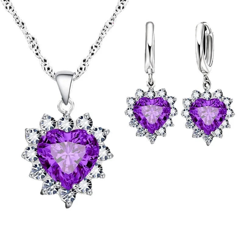Exquisite Heart-shaped Necklace Earrings Jewelry Set for Women Charm Ladies Jewelry Fashion Bridal Accessory Set Romantic Gifts
