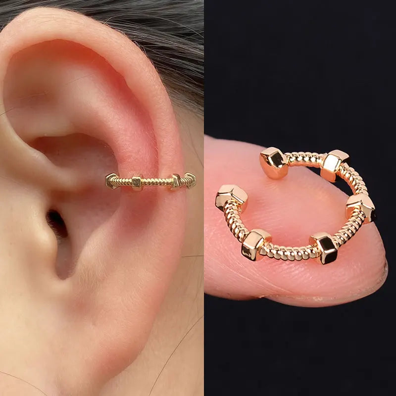 Stackable Earrings Without Ear Hole Star Wrap Clip On Earrings Earcuff for Women Ear Screen Climb Cuffs Fake Piercing One pair