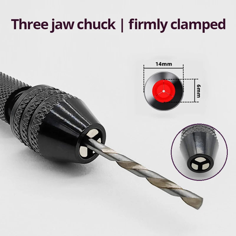 Mini Tool Set with Black Hand Twist Drill 10Pcs Fried Dough Twists Drill for Woodworking Drilling Rotary Wood Holes Tools