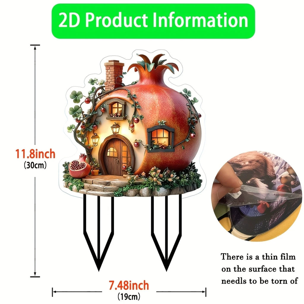 2D planar Acrylic House Design Bonsai Planting Area Farm Garden Grassland Ground Decoration Potted Plant Inserts Home Decor