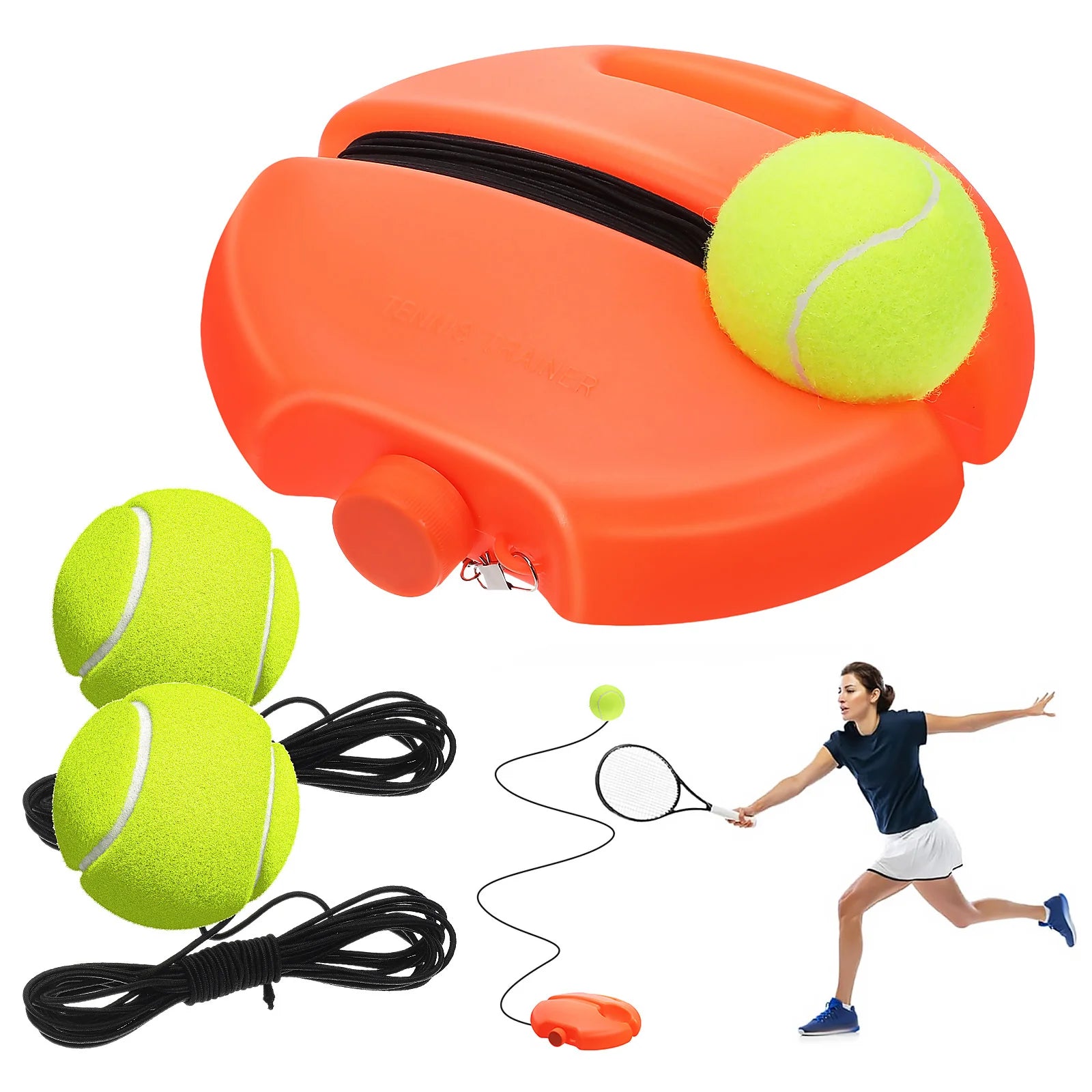 1Set Tennis Solo Practice Set Rebound Training Equipment for Beginners Self Training Outdoor Indoor Use Strong Base