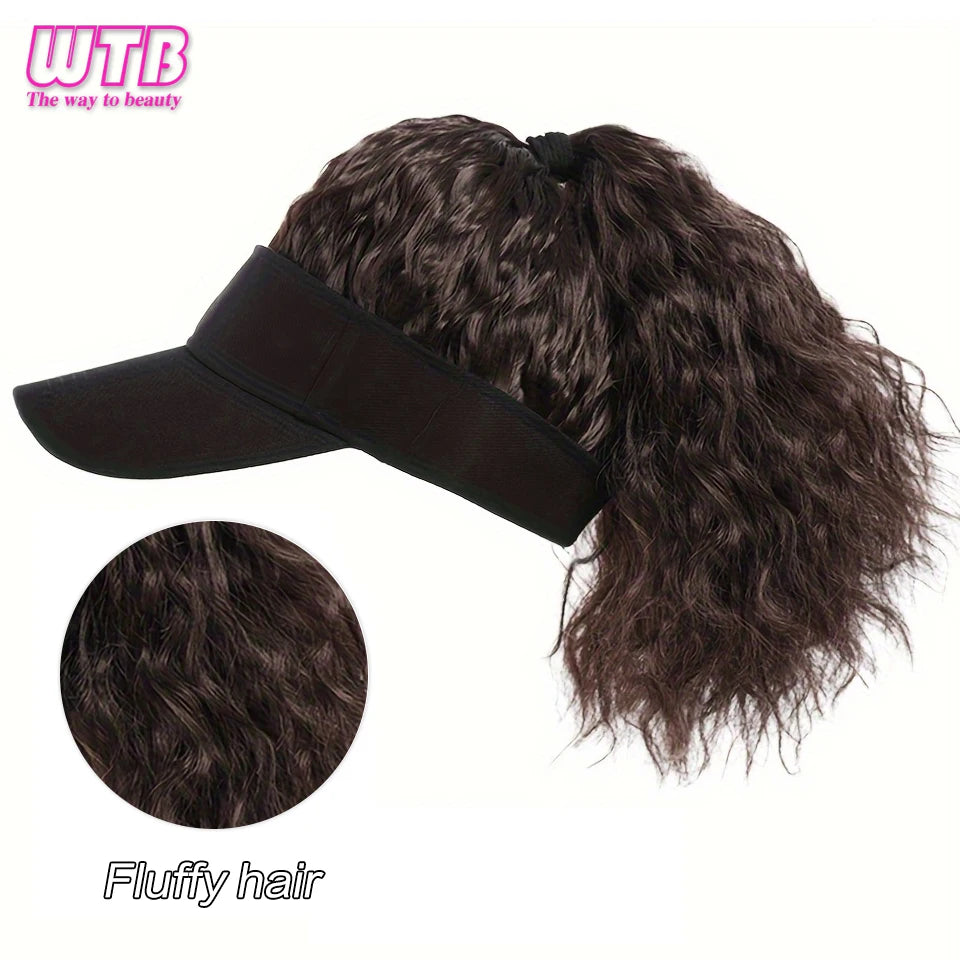 Hat With Hair Attached For Women Ponytail Curly Hair Hair Wig With Hair Cap Styling Baseball Baseball Cap Ponytail Hat Wig