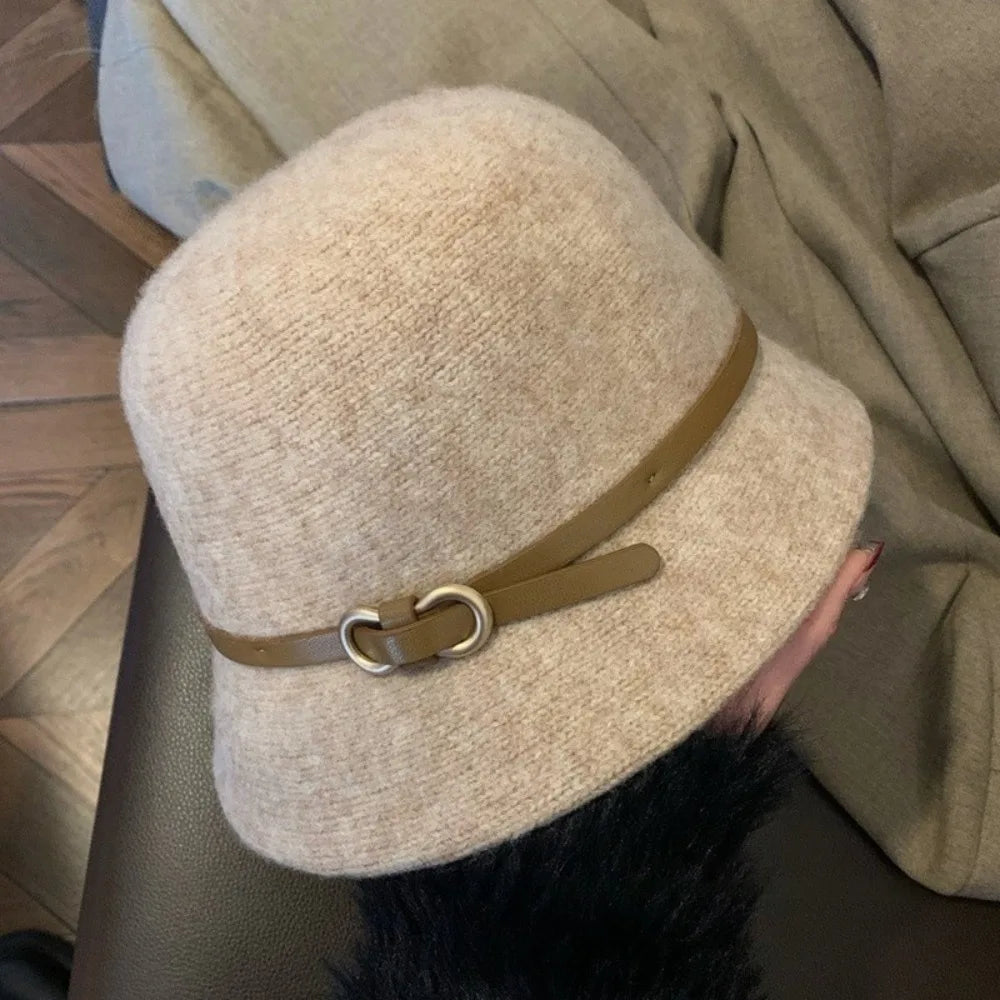 Casual Woolen Wool Fisherman Hat Elegant Pure Color Women's Formal hat Korean Style British Style Basin Hat Autumn