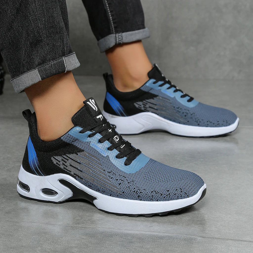 Men's shoes, men's casual shoes, breathable mesh, air-cushioned, soft-soled, color-blocked fashionable sports shoes