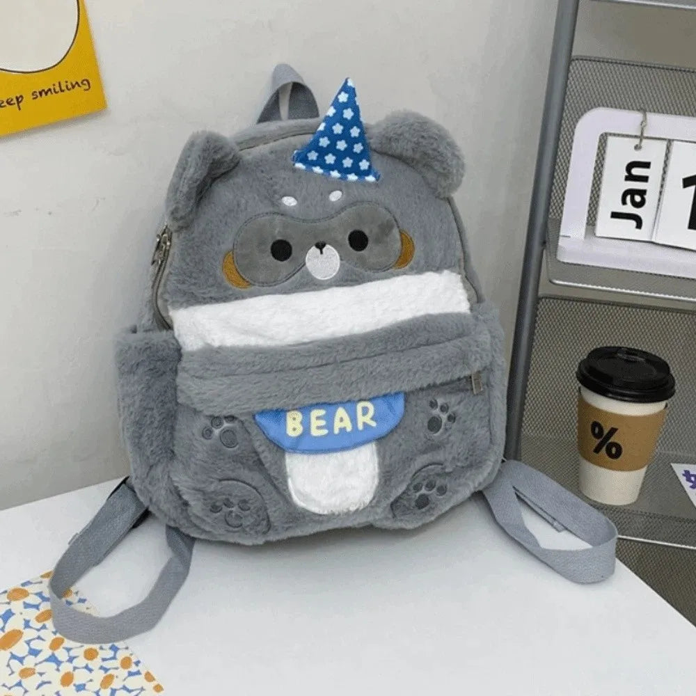 Backpack Adjustable Straps Cartoon Little Bear Backpack Large Capacity Soft Bear Schoolbag Creative Animal Shoulder Bag Gift