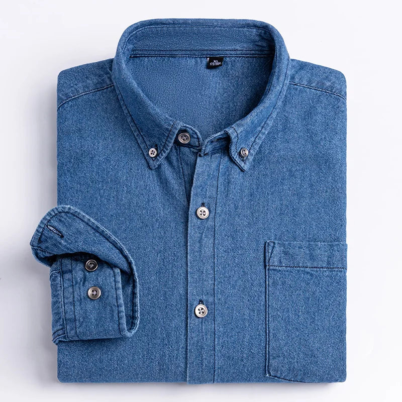 Men's shirt Long sleeve Autumn and winter 100% cotton denim coat Business casual wear high quality fashion breathable