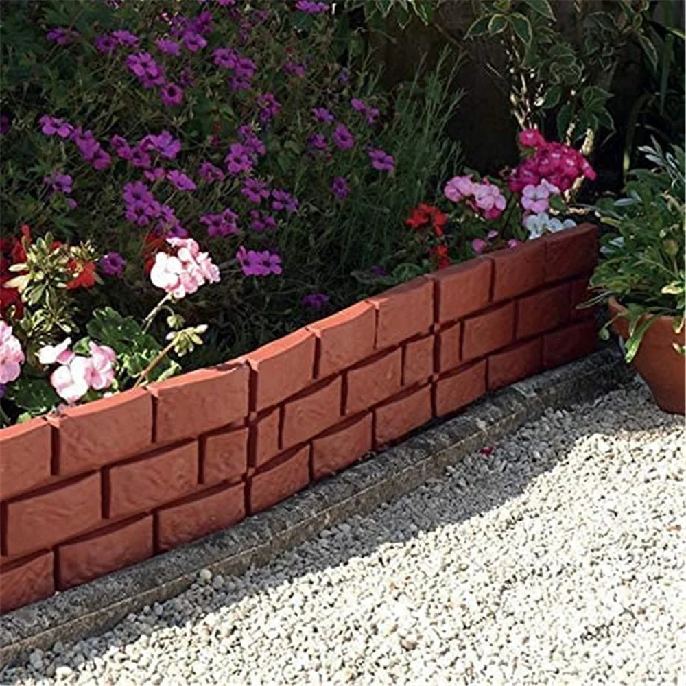 Garden Edging Border DIY Decorative Plant Support Stake Landscaping Edging Stones Brick Effect Outdoor Fence Decorative