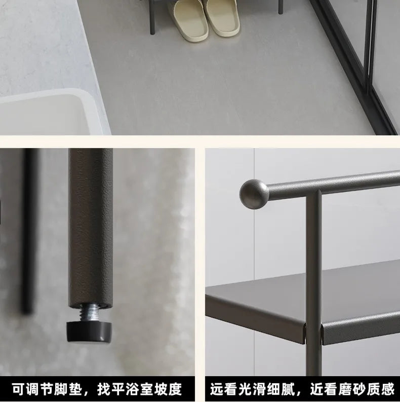 Floor-standing Bathroom Storage Rack Towel and Shower Organizer for Toilet and Bathtub Durable Bathroom Utility Shelf