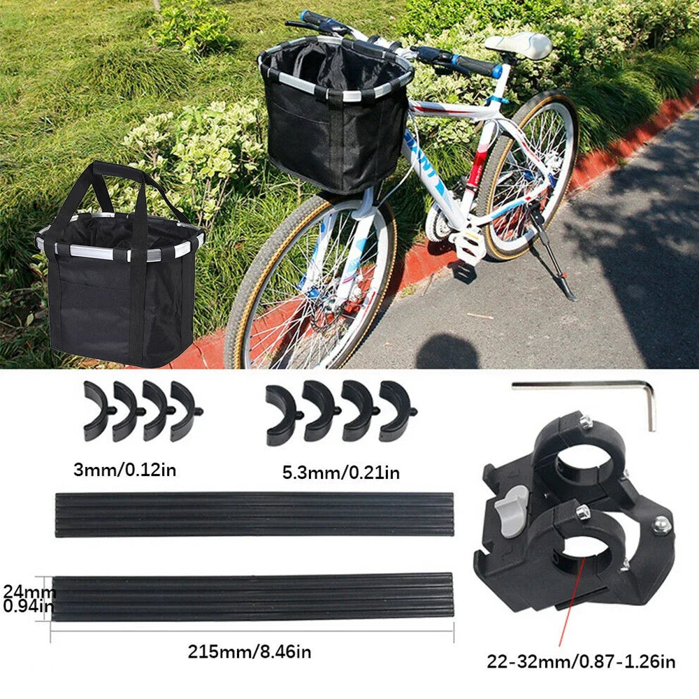 Bicycle Front Basket for Small Pet Dog Carrying Pouch 2 in 1 Handlebar Tube Hanging Basket Detachable Fold Baggage Bag 5kg Load