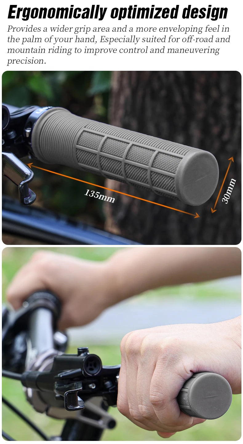 LEBYCLE TPR Bicycle Grips Integrated Bike Handlebar Grips Aluminum Alloy Lock On Bike Handles Non-slip Cuffs Mountain Bike Part
