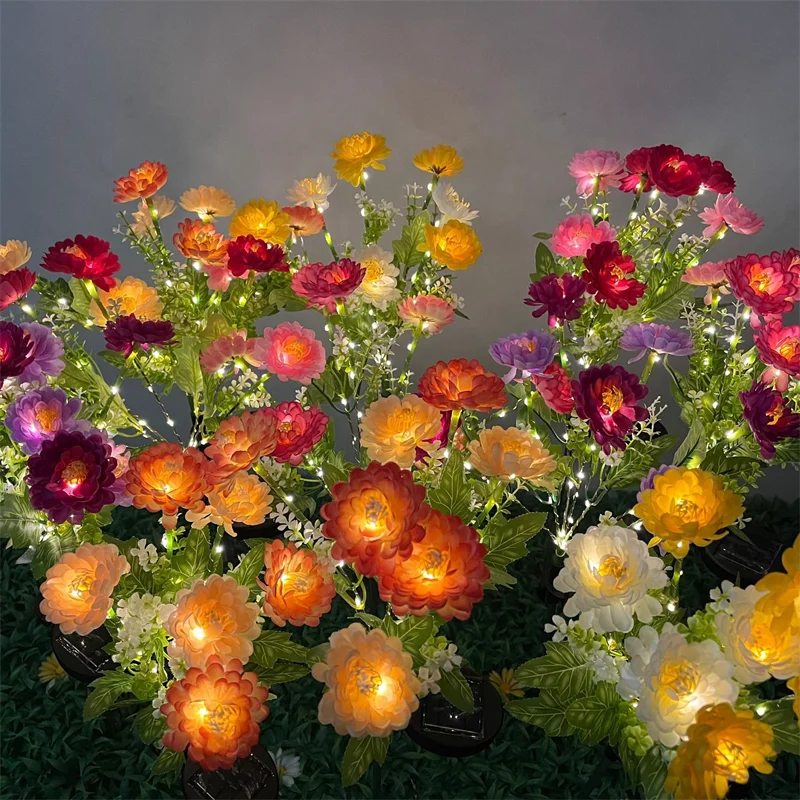 Garden Solar Lights Outdoor Snow Lotus LED Lawn Lights Valentine's Day Patio Yard Decorative Flower Party Wedding Ground Lights