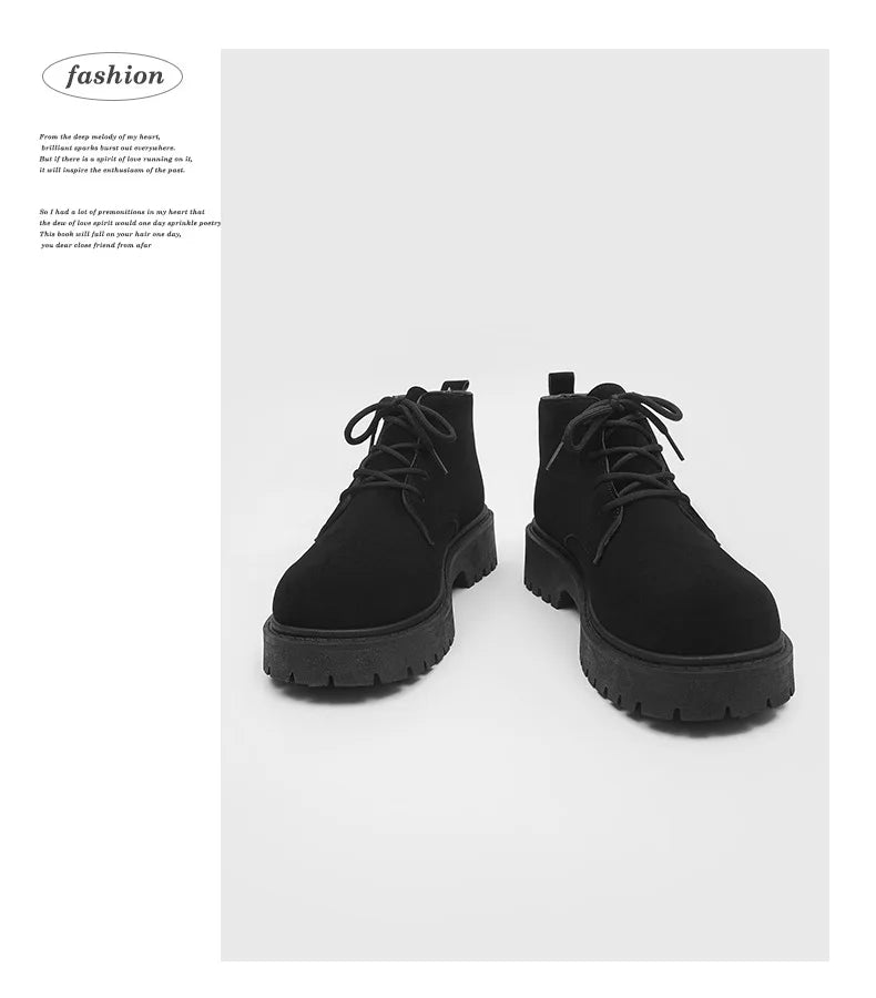 Men's High Top Platform Boots British Style High-end Chelsea Boots Fashion Retro Men Tooling Ankle Boots Mens Shoes Botas Hombre