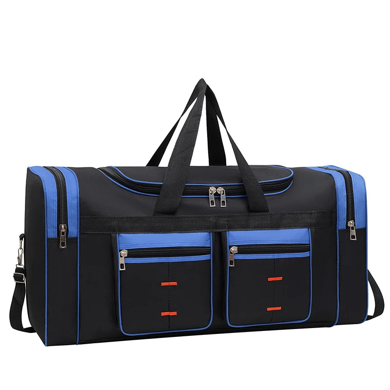 Large capacity luggage bag - multi pocket travel handbag, sports equipment bag, zipper closure