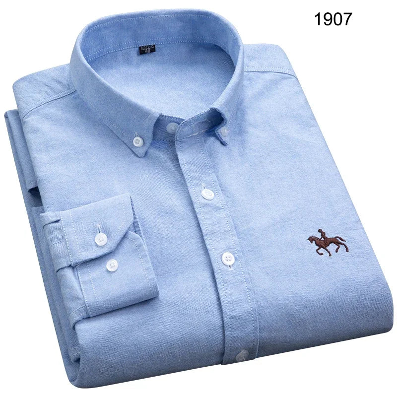 Long Sleeve Shirts for Men Clothing Autumn Winter 100% Cotton Oxford Top Blouse Large Size Business Casual Shirts Korean Fashion