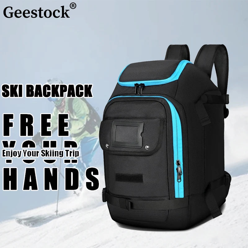 Ski Backpack Ski Boot Bag Lightweight Skiing Snowboarding Storage Bag Waterproof Ski Helmets Gloves Bag Outdoor Sports Supplies