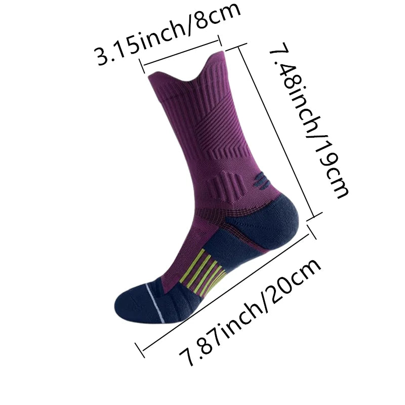 5 pairs of professional sports socks with high elasticity and cushioned towel bottom，Strengthen stability