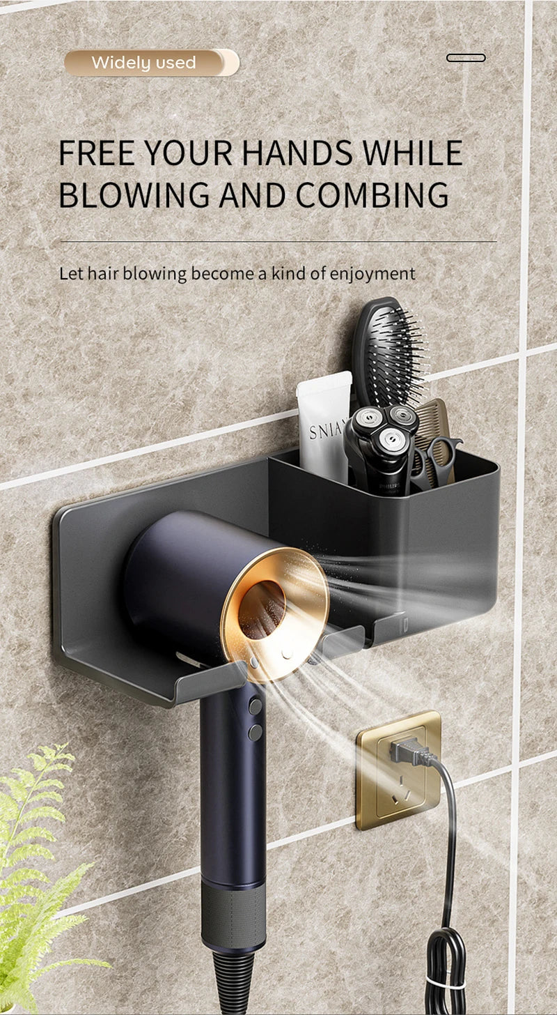 Bathroom Shelf Dryer Cradle Wall Shelves Hair Dryer Holder Shower Hairdryer Organizer Box Toilet Blower Holder Shelf Bathroom
