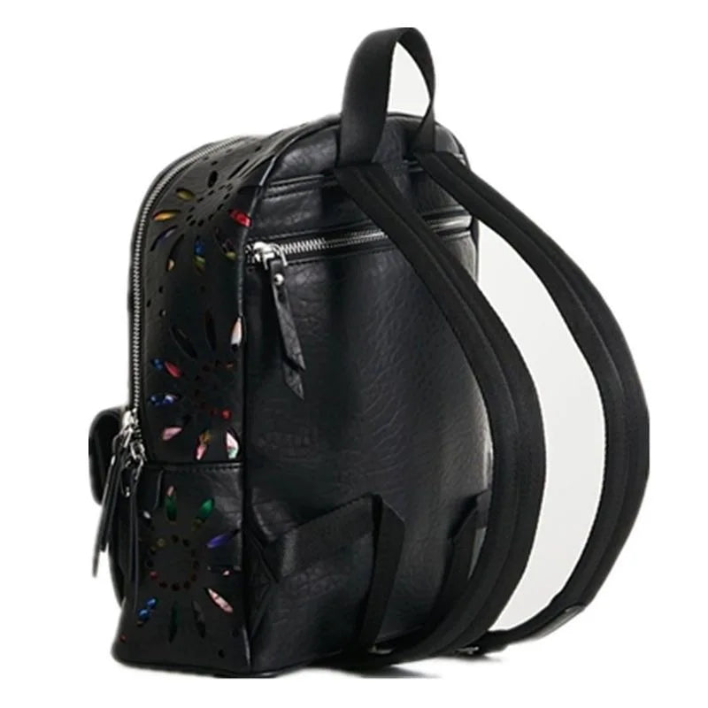 European, American, Spanish original single backpack, light luxury, fashionable hollow flower designer's large capacity backpack