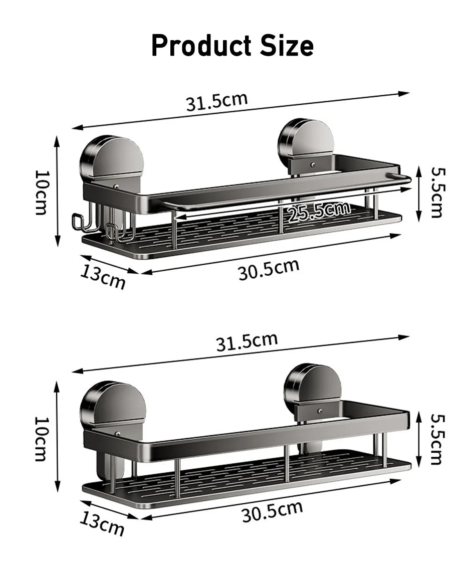 Bathroom Suction Cup Storage Rack Without Drilling Kitchen Toilet Shower Room Shampoo Holder Wall Mount Organizer Bathroom Shelf