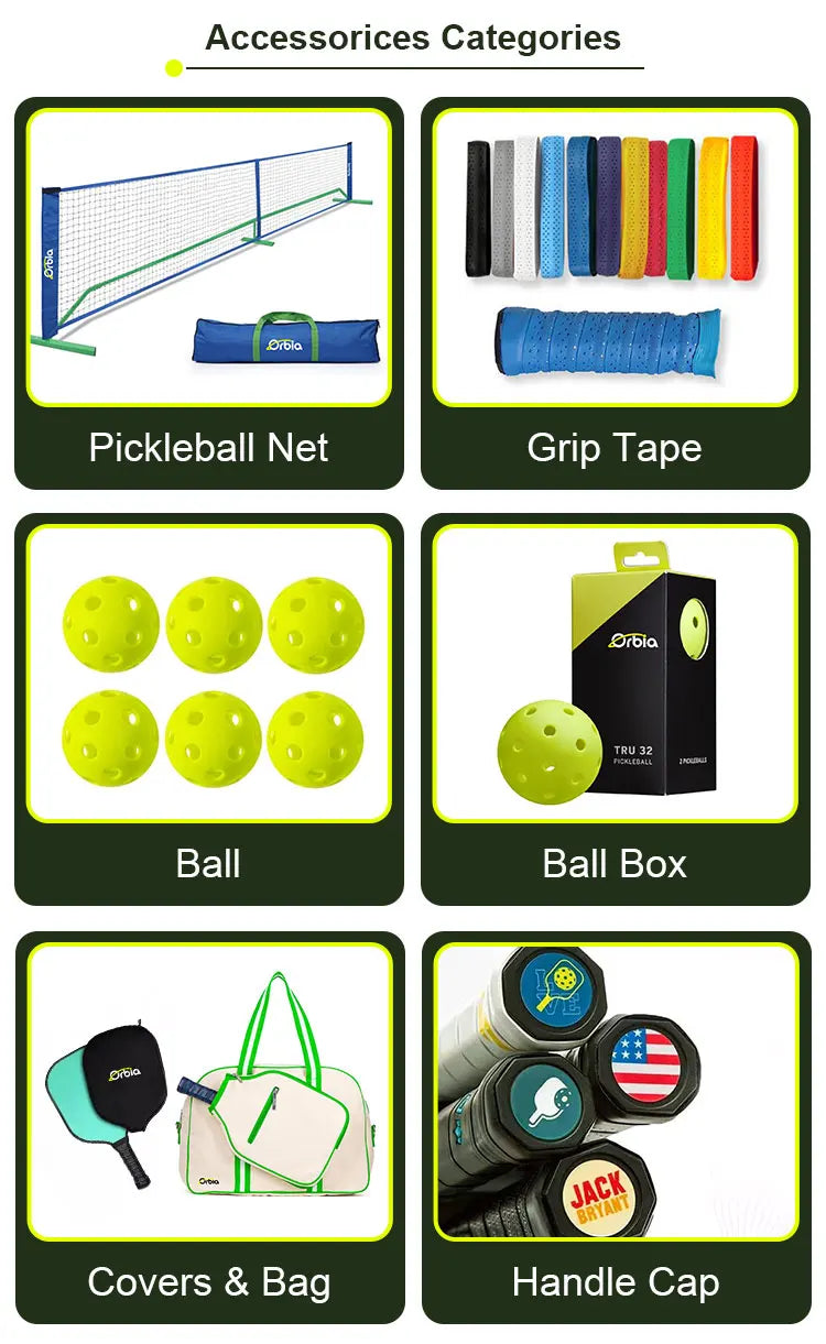 Orbia Pickleball Paddles Set 4 Balls 2 Pickleball Paddle 1 Bag Pickleball Sports Equipment Comfortable Grip For Outdoor Play