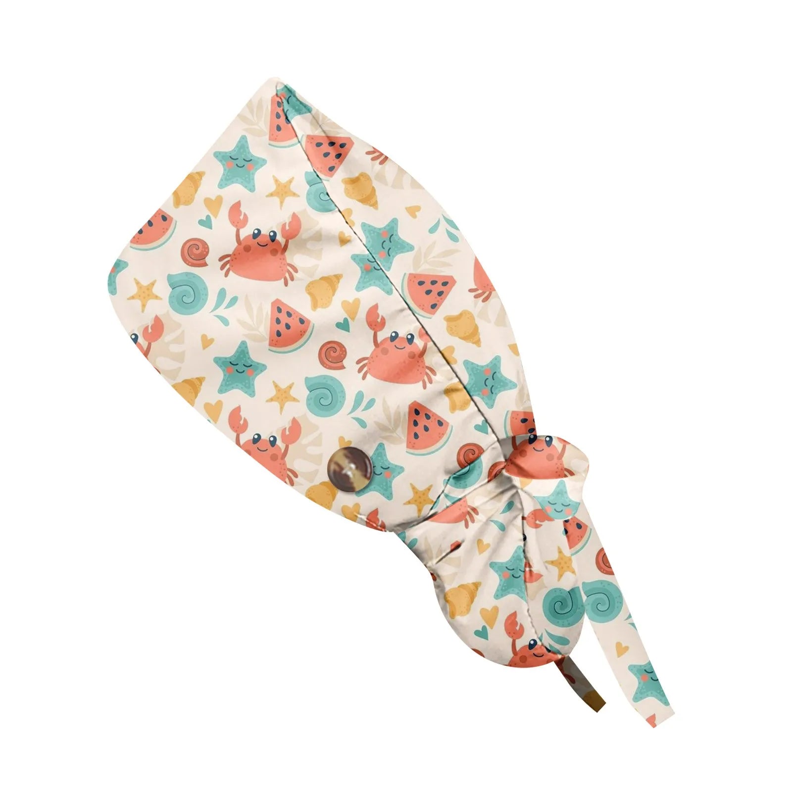 Long Hair Work Hat Fashion Cartoon Print Adjustable Work Cap Beauty Salon Nursing Cap Female Surgical Hat Scrub Caps Acces