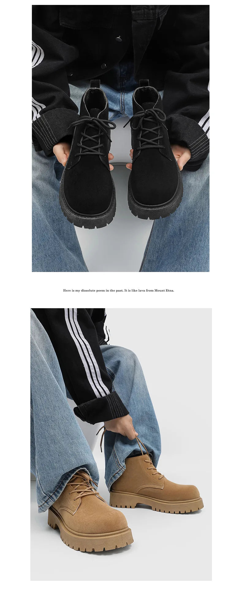 Men's High Top Platform Boots British Style High-end Chelsea Boots Fashion Retro Men Tooling Ankle Boots Mens Shoes Botas Hombre