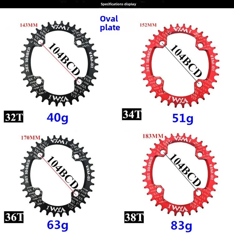 Bike 104BCD Elliptic mountain bike 32T 34T 36T 38T modified plus and minus teeth single tooth disc bycicle accesories Crank