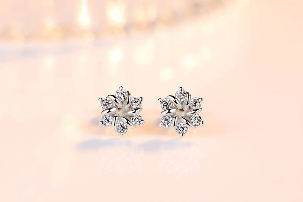 925 Sterling Silver Earrings For Women Zirconia Flower Stud Earring Oorbellen Brincos De Prata Pendientes Wedding Party Gift