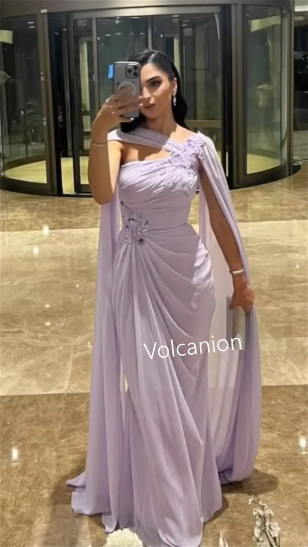 Customized Chiffon Applique Sequined Pleat A-line One-shoulder Long Dresses Bespoke Occasion Party Elegant Fashion Formal