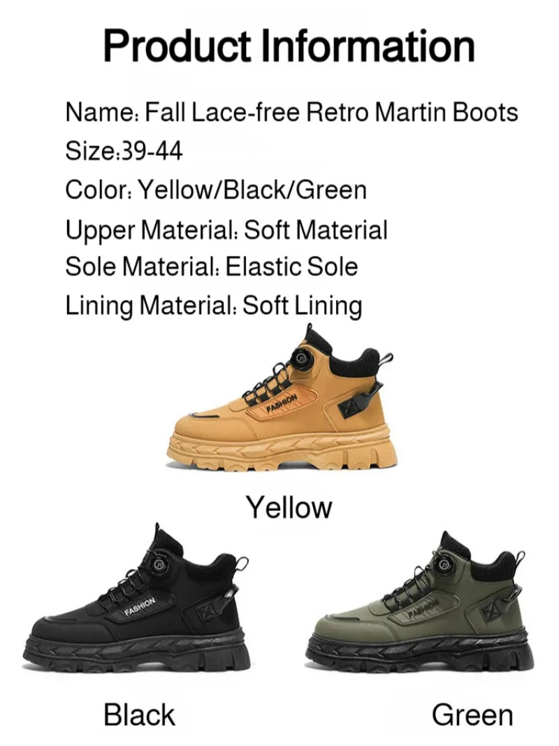 Men's Autumn New Retro Work Boots, Thick-Soled High-Top Casual Ankle Boots, Non-Slip Durable, Ideal for Daily & Outdoor Wear