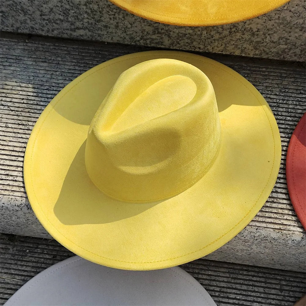 Retro Men's Suede Hats Wide Brim Feather Felt Fedoras Women's Hats Church Jazz Hats Panama Cowboy Hats Wholesale sombrero hombre