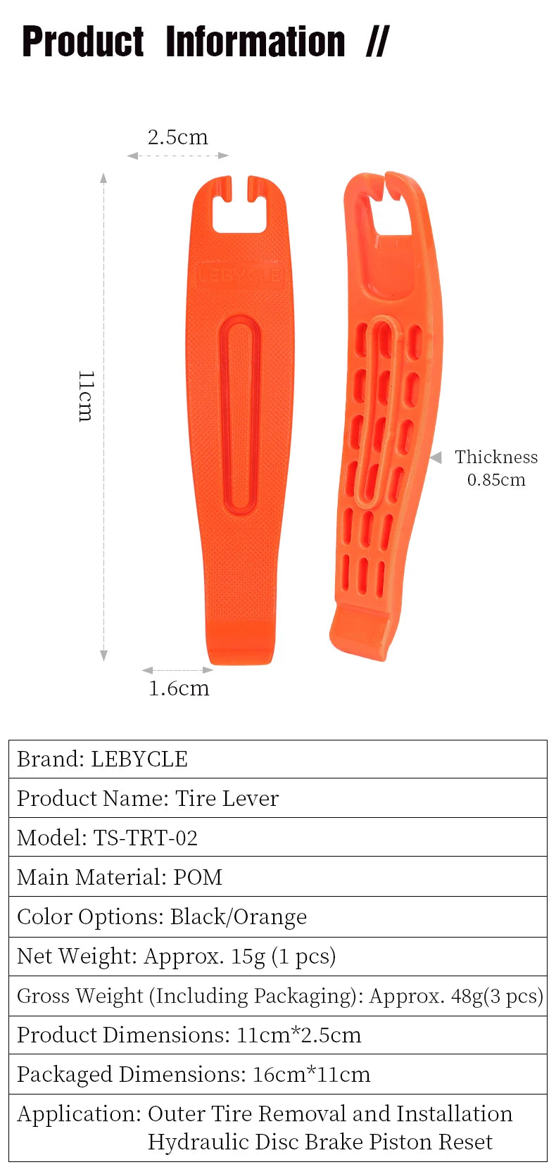 LEBYCLE 3PCS Bicycle Tire Lever MTB Road Bike Tire Pry Bar Ultralight Bike Tire Change Rim Spoon Cycling Crowbar Removal Tools