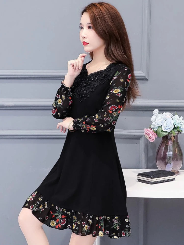 Floral Dresses For Women Flower Elegant And Beautiful On Sale Clearance Party Spring Autumn 2025 Loose Woman Long Sleeve Dress