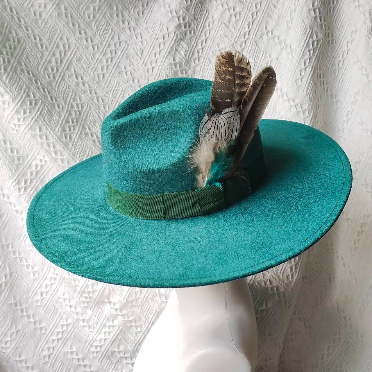 Retro Men's Suede Hats Wide Brim Feather Felt Fedoras Women's Hats Church Jazz Hats Panama Cowboy Hats Wholesale sombrero hombre