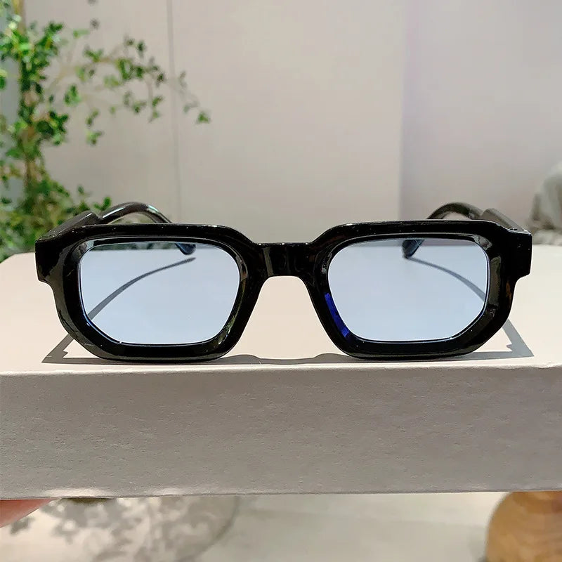 New Men Vintage Rectangle Frame Sunglasses Fashion Retro Sun Glasses Luxury Brand Design Glasses UV400 Eyewear Women Goggles