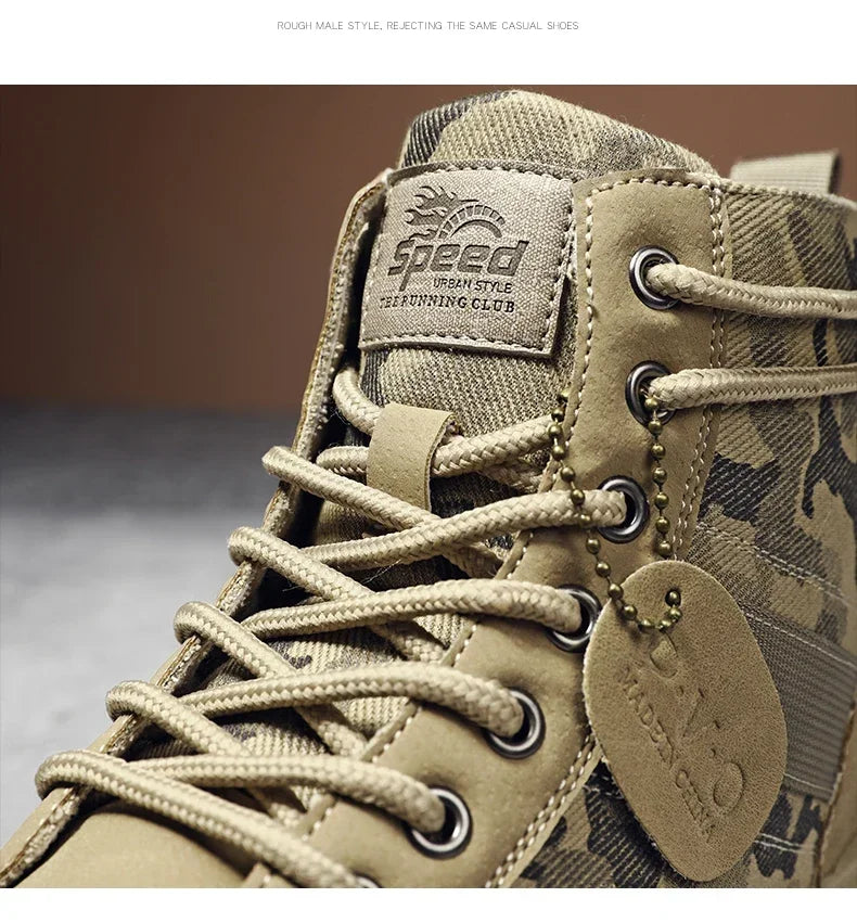 Boots For Men Autumn High Top Camouflage Desert Casual Flats Mens Boot Breathable Non Slip Work Shoes Zapatillas Hombre
