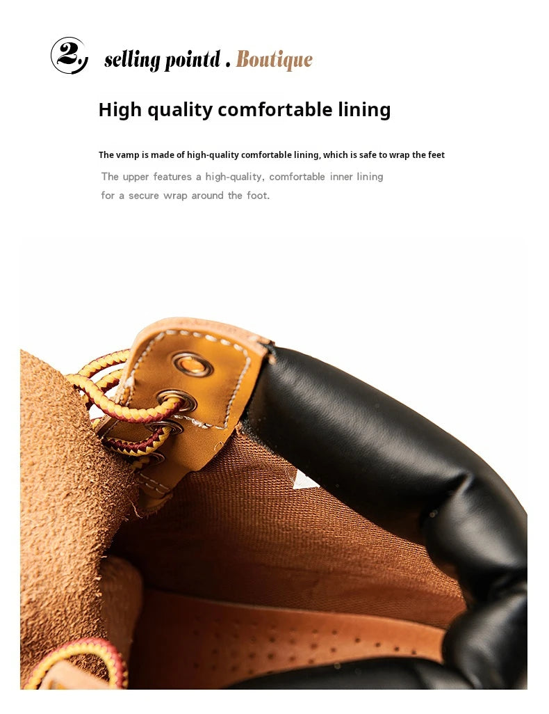 Boots Men High Top Boots Men's Leather Shoes Winter Fashion Shoes Outdoor Sneakers Lace Up Non-Slip Ankle Boots Male