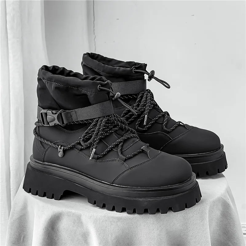 Fipatbu Men's Boots Fashion Designer High Top  Non Slip Height Increased Round Toe Winter Work Breathable Walking Botas Hombre