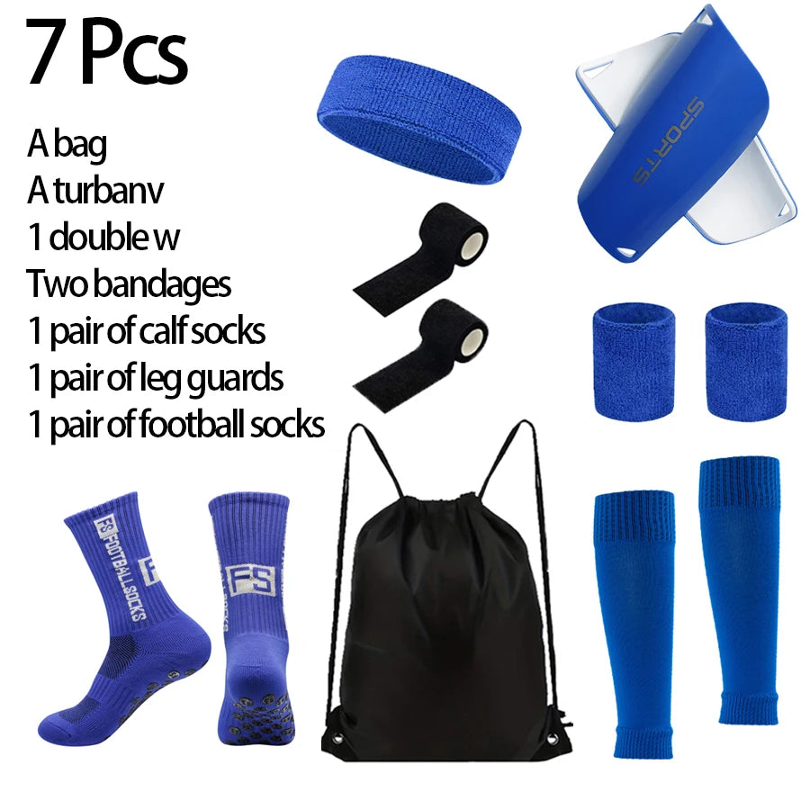7 Set Sports Socks Football Socks Loogdeel Soccer Football Bandages Compression Stockings Bracer Football Bag Turban