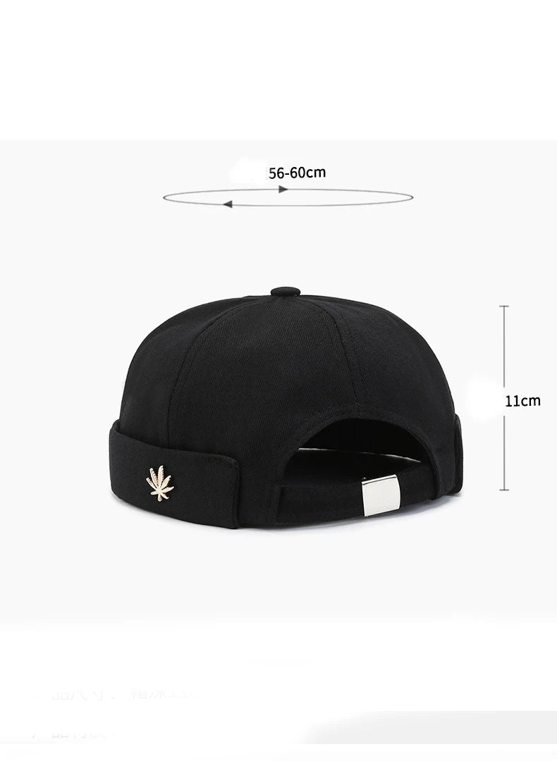 Beanie Melon Skin Hat Men's Leaf Soft Top Hat Women's Street Black Landlord Hat Tide Four Seasons Fashion And Versatile Hat