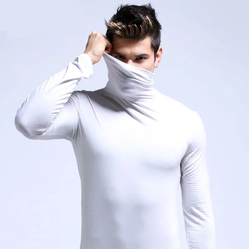T-shirt Long Sleeve Tee Shirts High Collar Men's Cotton Tees New Men‘s Fashion T Shirt Tees Slim Tops Male Stretch