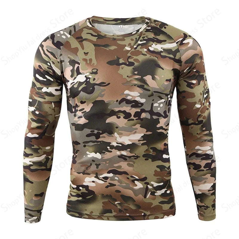 Men's Long Sleeve T-shirt 3d Camouflage Print Graphic T Shirts Men Women Fashion Fitness Tops Tees Outdoor Top Camo Clothing
