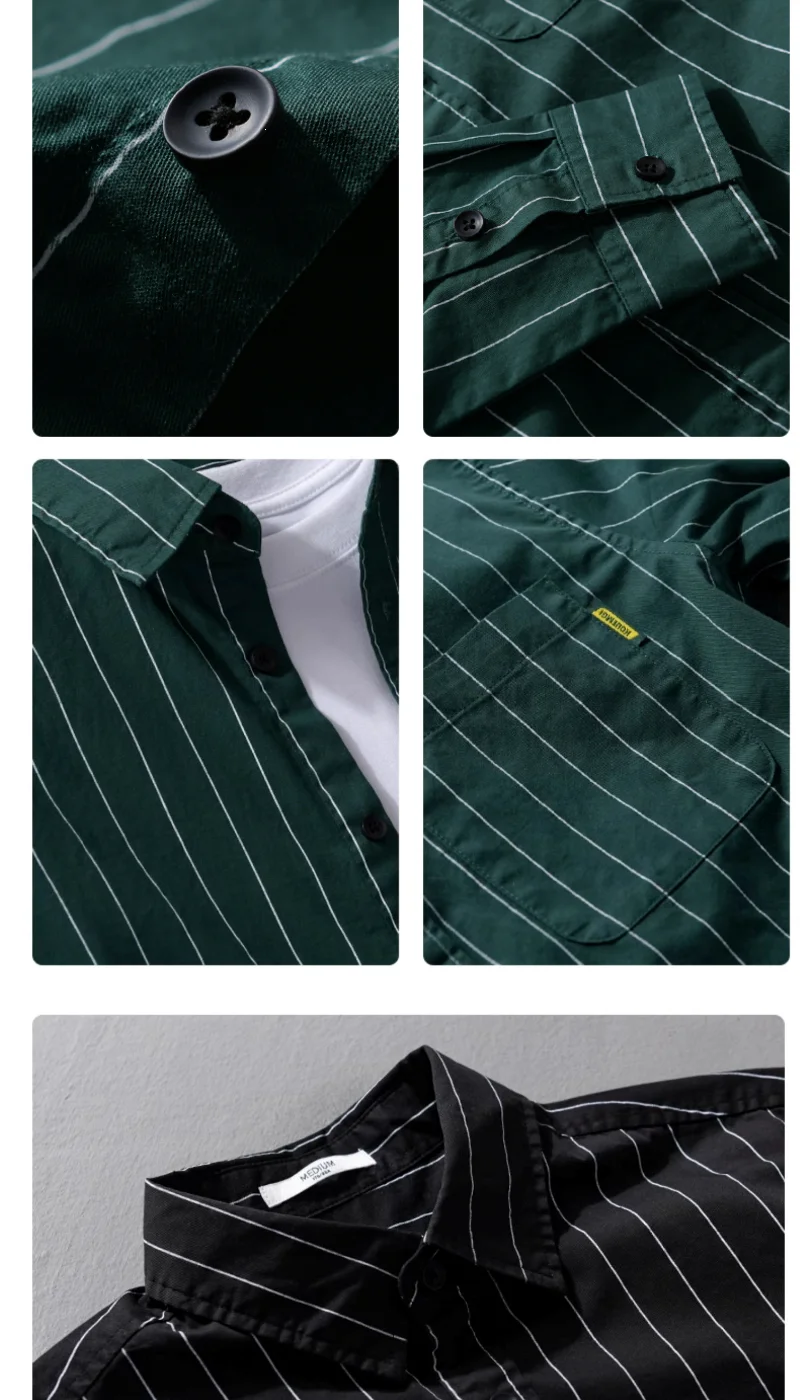 Striped Men Long Sleeve Spring Autumn Fashion Casual Versatile Shirt