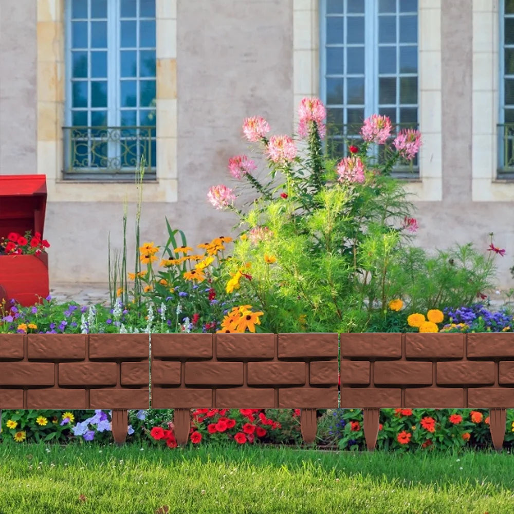Garden Edging Border DIY Decorative Plant Support Stake Landscaping Edging Stones Brick Effect Outdoor Fence Decorative