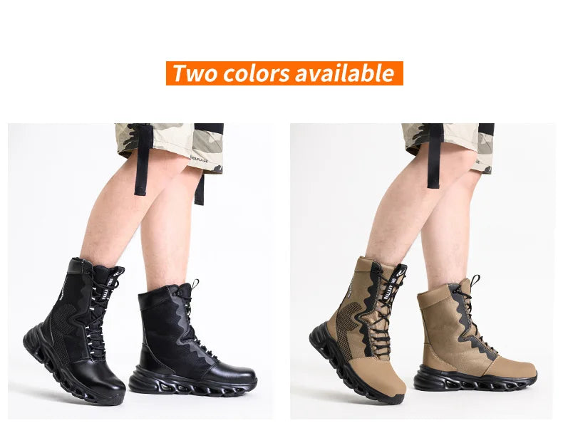 New Fashion 2024 Men Boots Safety Shoes Security Steel Toe Cap Military Boots Working Steel Toe Anti-Smashing Men's Work Boots